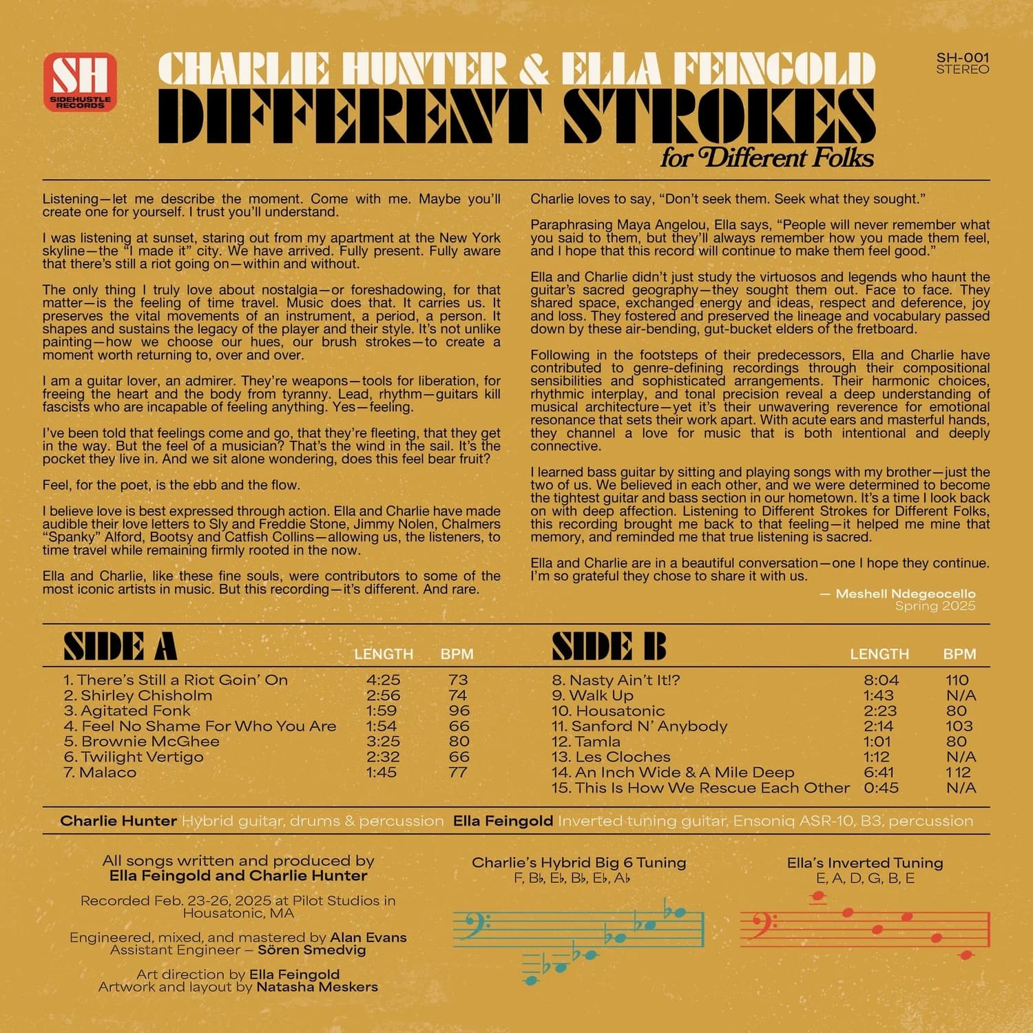 Back cover with tracklist and tunings